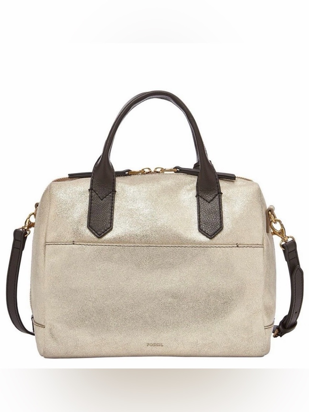 Fossil Gold Metallic Leather-Trim Bag - Picture 9 of 11